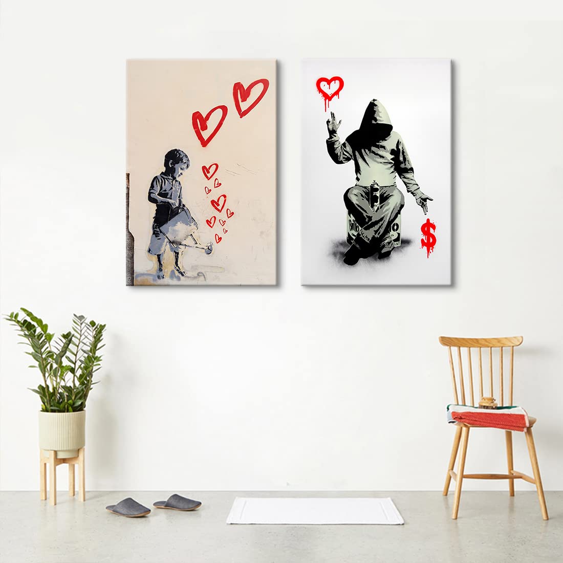 Amazon.co.jp: Banksy アートパネル 2枚セット 飾り絵 バンクシー 愛と
